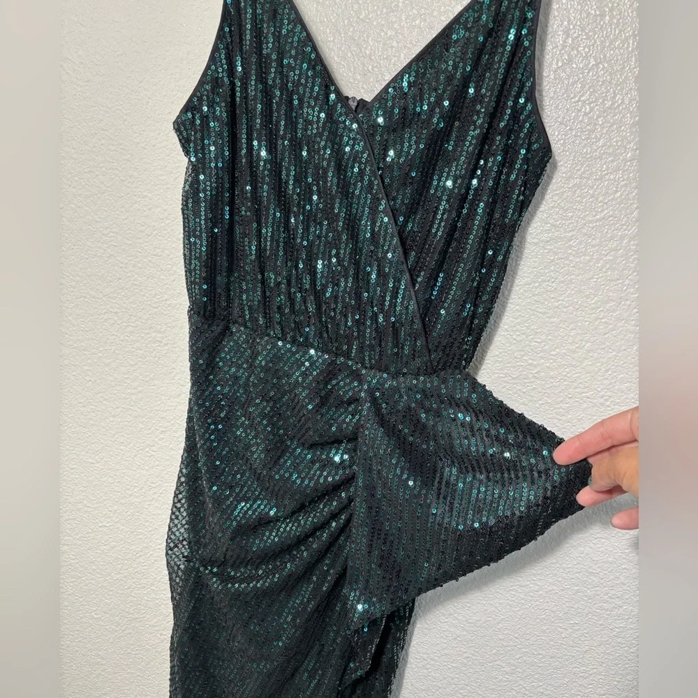 Grace Karin Knee Length Green & Black Sequin Cocktail Dress Size Small - Picture 2 of 5